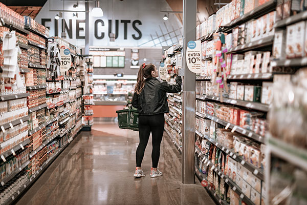 Customer choosing grocery products
